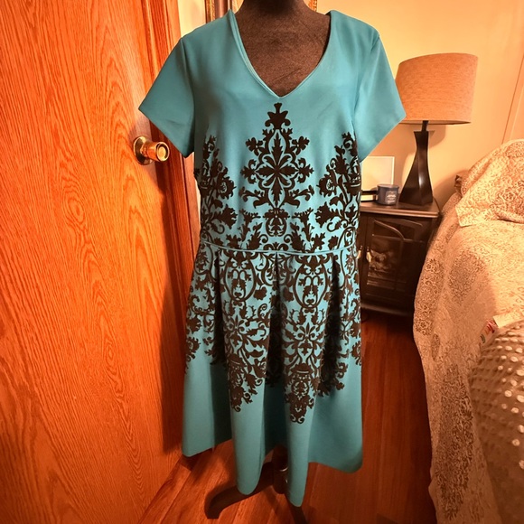 Cb Established 1962 Dresses & Skirts - Elegant Teal with Black Velvet Dress